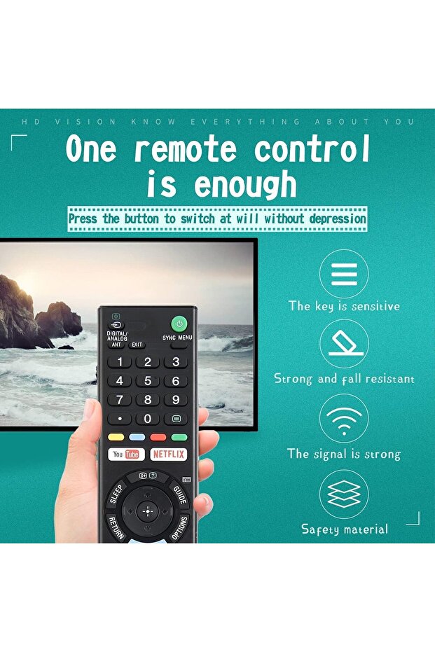 Universal Remote Control for All LCD LED HDTV Smart TVs with YouTube and Netflix Buttons - 8