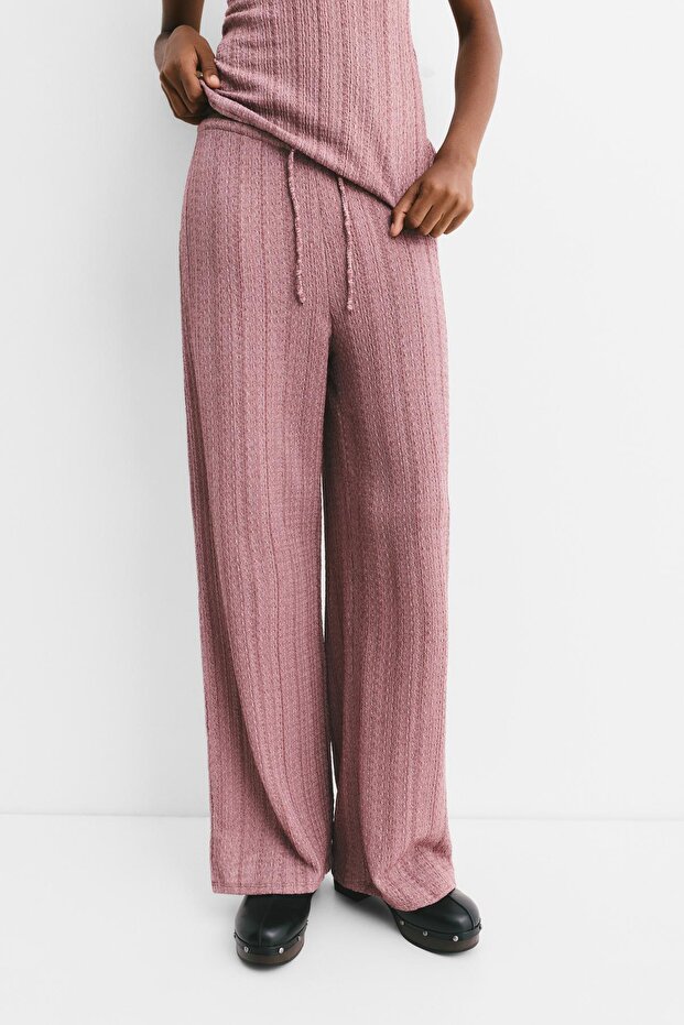 Çizgili bürümcük pantolon - 3