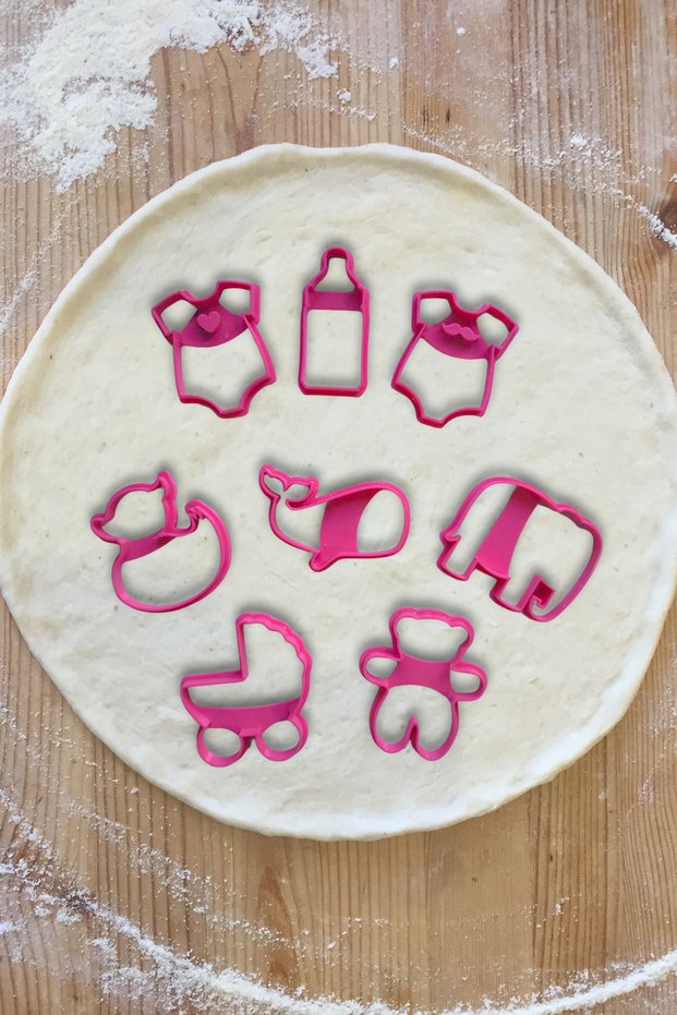Baby Themed Set of 8 Cookie Molds - Dough Cutter for Baby Shower, Birthday, Gender Party