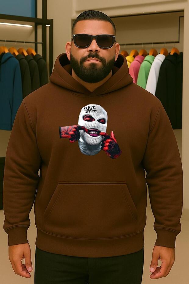 3 Yarn Combed Cotton Mask Printed Large Size Sweatshirt