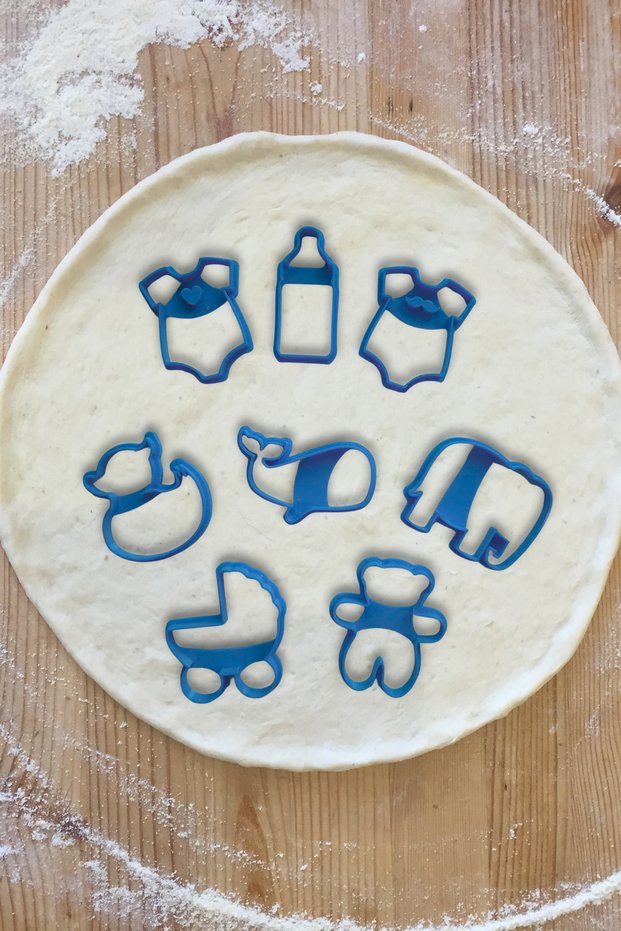 Baby Themed Set of 8 Cookie Molds - Dough Cutter for Baby Shower, Birthday, Gender Party