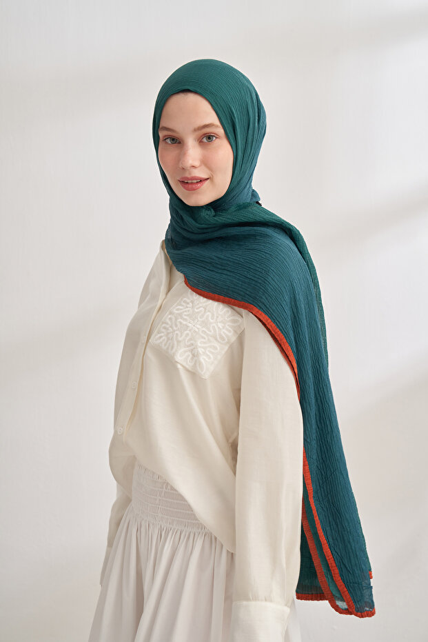شال موسلين متدرج - زمرد - 1