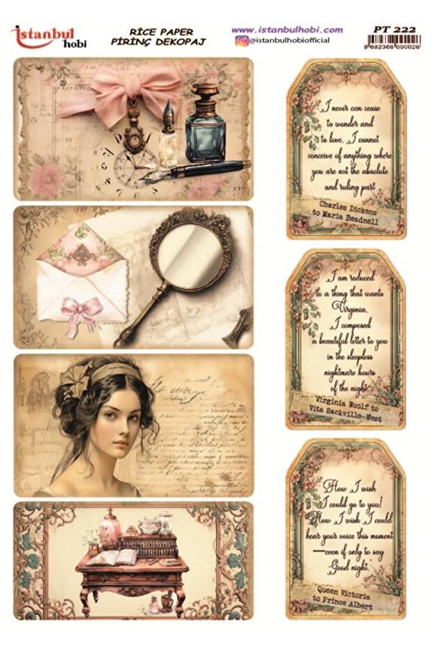 Rice Decopage Paper 30X42Cm Pt-222 Women Written Notes