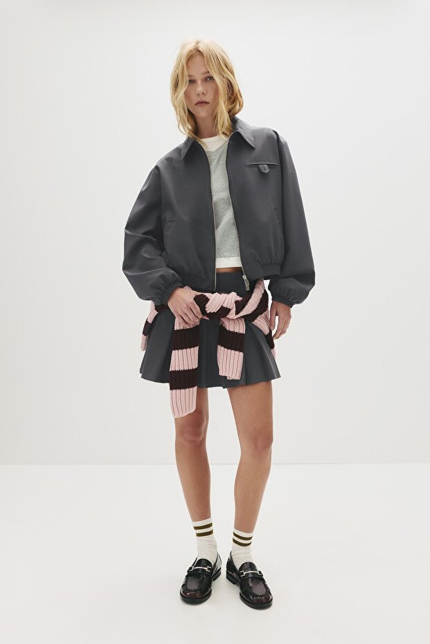 Fermuarlı bomber ceket - 5