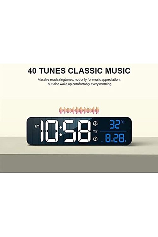 Digital Clock, Digital Clock Large Display, LED Digital Alarm Clock for Living Room, Rechargeable, S - 7