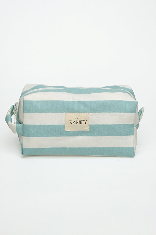 Marina Duck Fabric Large Size Lined Makeup Bag Travel Bag Nile Green