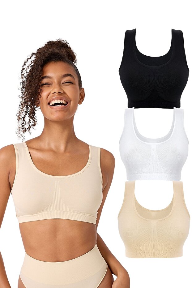 3 részes női vastag pántos, betét nélküli, rugalmas bustier - 1