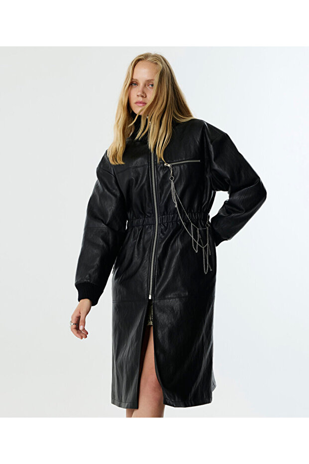 TRİKO MIX DERİ GÖRÜNÜMLÜ PARDÖSÜ - 2