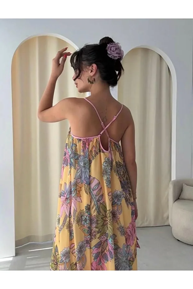 Sarı tül elbise - 1