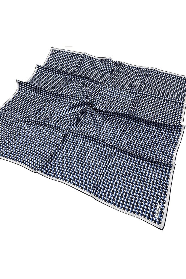 İpek Eşarp 2026 Kış - 9417-03 Lacivert Gri Twill - 1