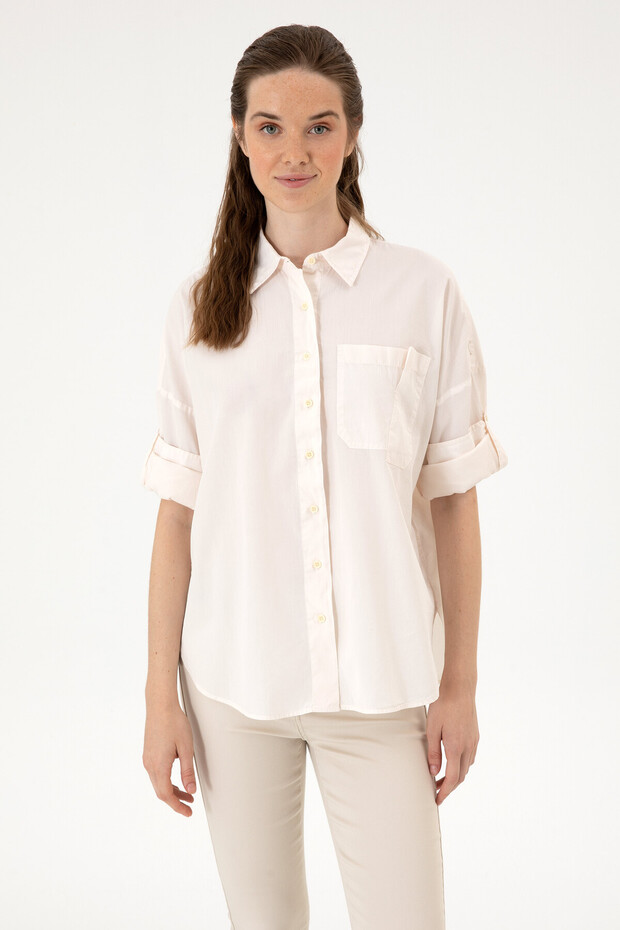 Women's Cream Long Sleeve Shirt 50300096-Vr071