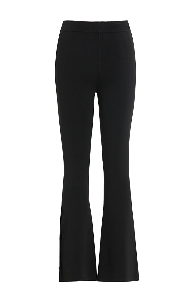 İspanyol Paça Siyah Triko Pantolon - 8