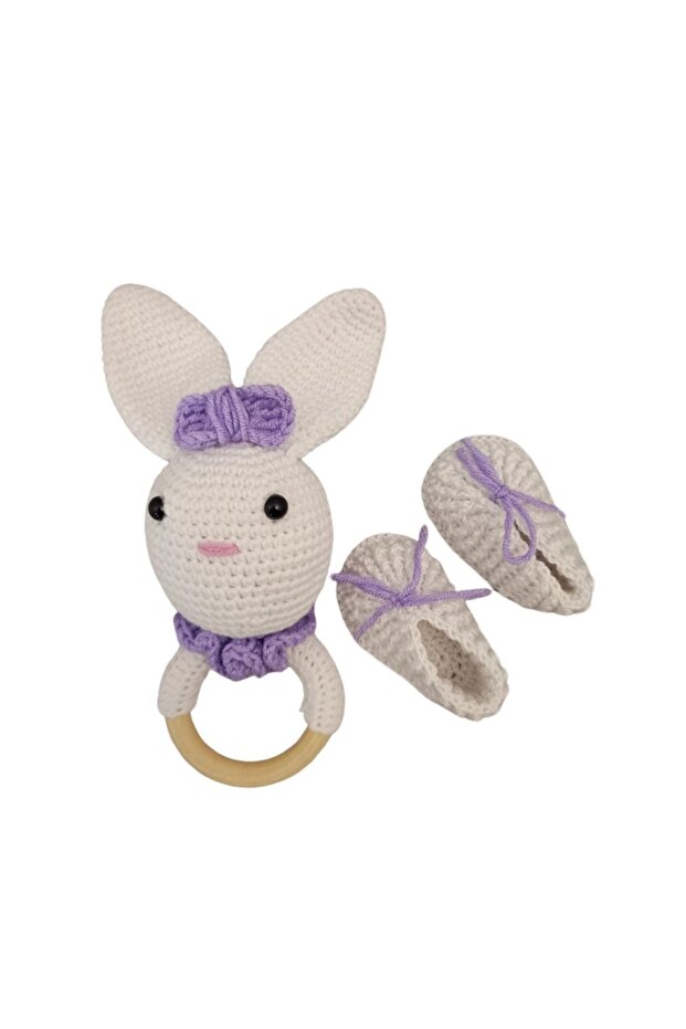 - 2pc-Set - HeavenlyHugs Miss Rabbit Crochet Teether And Booties