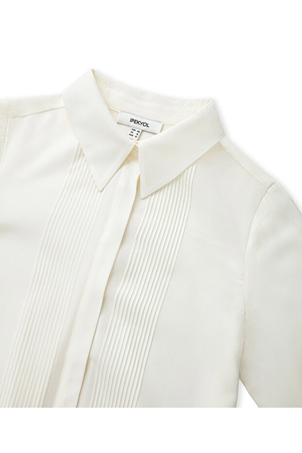 Nervürlü ipek gömlek - 4