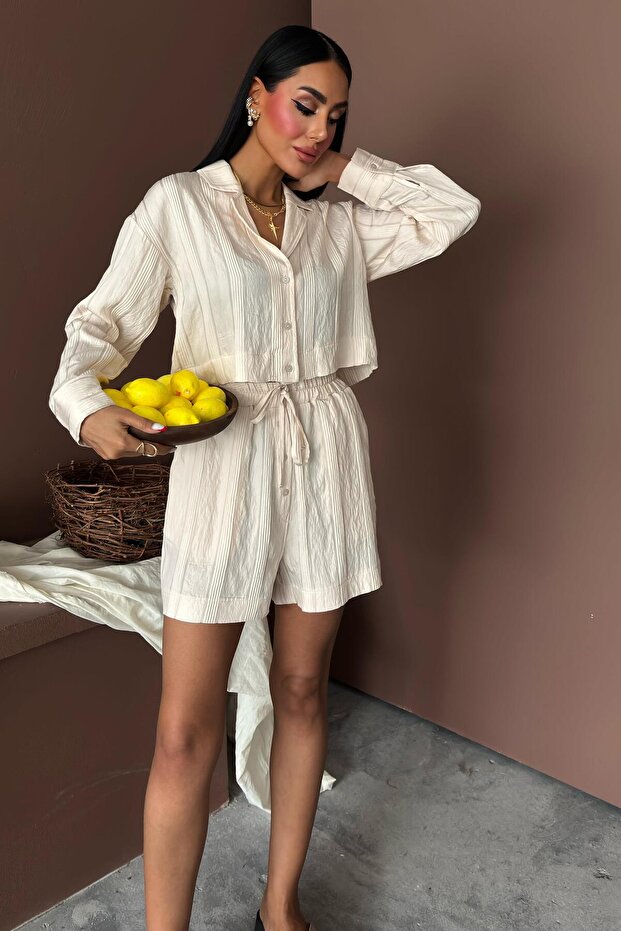 Viscose Suit with Lapel Collar and Button Detail 9861 R9-I-K4 - 5