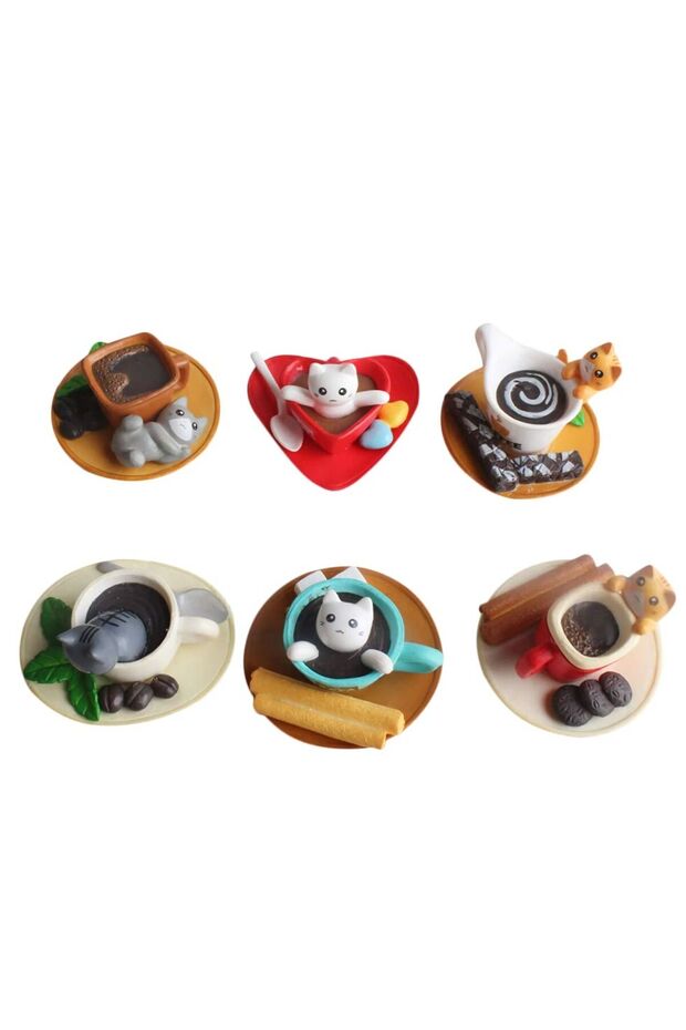Cartoon Fridge Magnets, 6 pcs Magnetic Resin Fridge Magnets, Cute Cartoon Cat Shape, Powerful Magne