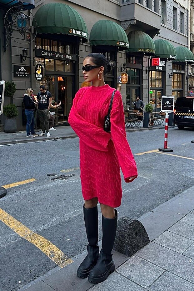 Melanie Örgü Desen Mini Elbise 2537-02 R4-D-K4 - 4