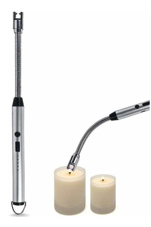 360 Degree Windproof Flameless Flexible Neck Long USB Type-C Rechargeable Electric Candle Arc Light
