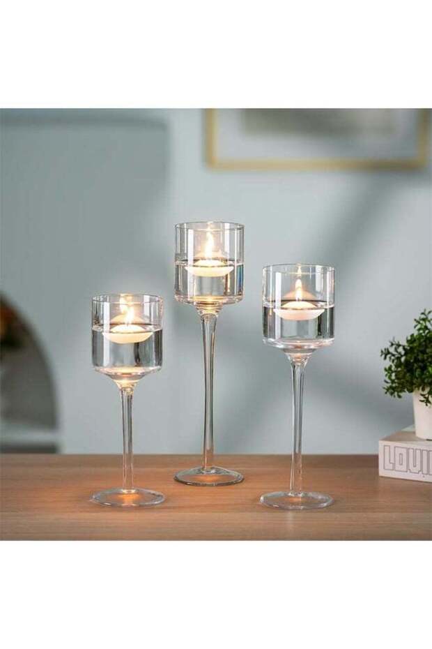 3Pcs Candle Holders,Elegant Tea Light Glass Candle Holders Wedding Table Centrepiece