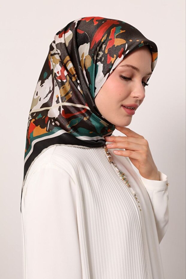 Batik Desen Işıltılı Kristal Eşarp - 1