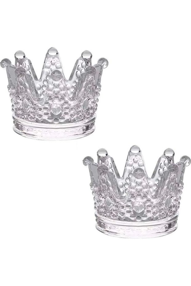2-Piece Candle Holder Set Clear 7.8x6.8x5cm
