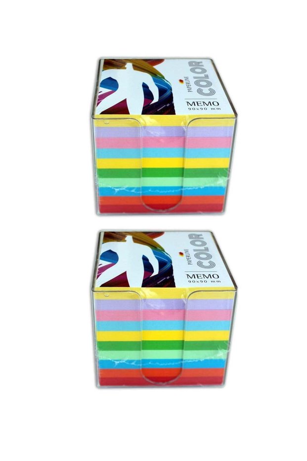Paperline Cube Memo 90 x 90 mm - 870 sheet without glue plastic case Coloured 2 set