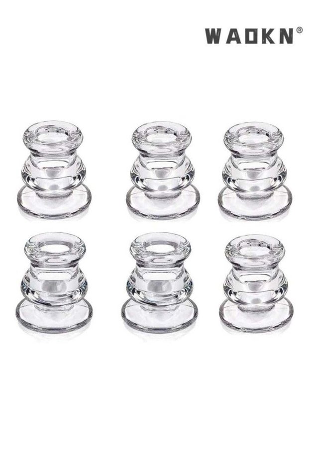 Elegant Glass Candlestick Holders Set of 6 - Tapered Design for Wedding Celebration Tables, Anniver