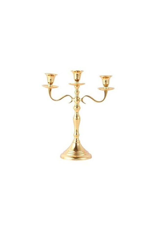 Three Arm Candelabra 10 inch Gold Brass Candle Holders, Candle Stands Candlesticks For Home Decor W