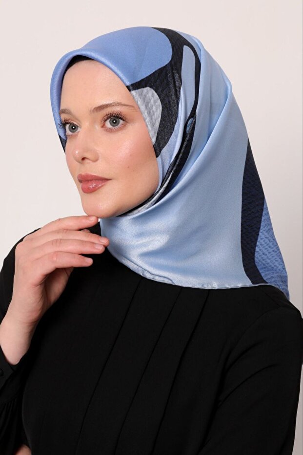 Abstract Geometric Pattern Sparkling Crystal Scarf - 1