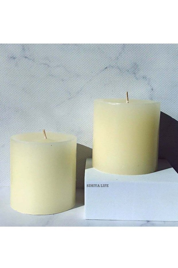 Set of 2 Ivory Pillar Candles| 3 x 3inch | Unscented & Dripless Candles for Decor, Events, Restaura