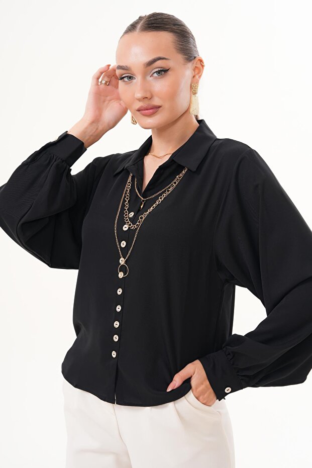 Kadın Kolye Detaylı Gömlek 255259 - - 2