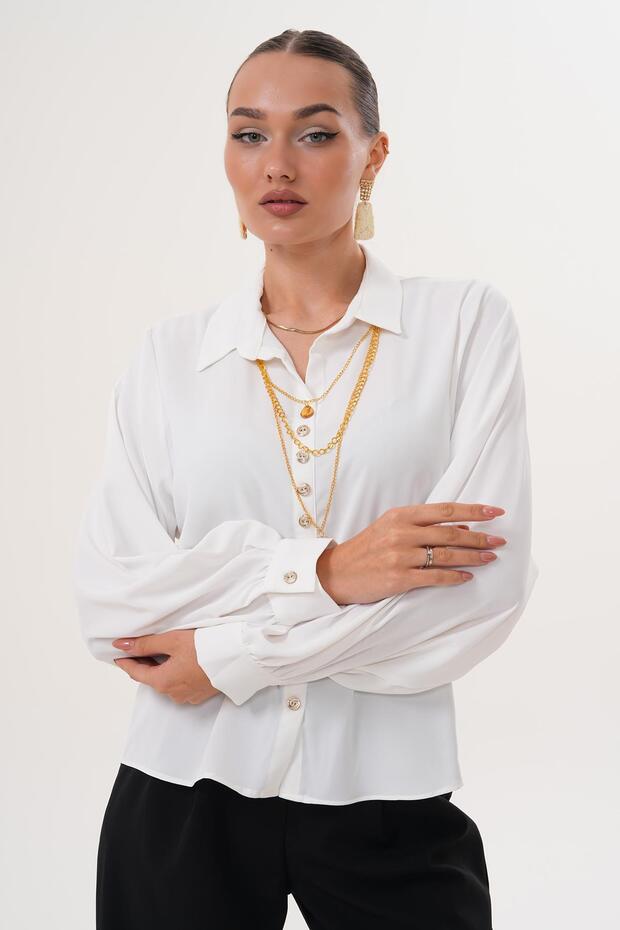 Kadın Kolye Detaylı Gömlek 255259 - - 1