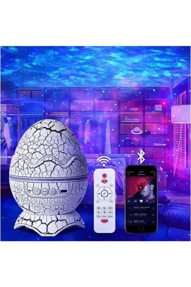 Galaxy Star Projector Dinosaur Egg Starry Light with Wireless Music Player, Night Light with White