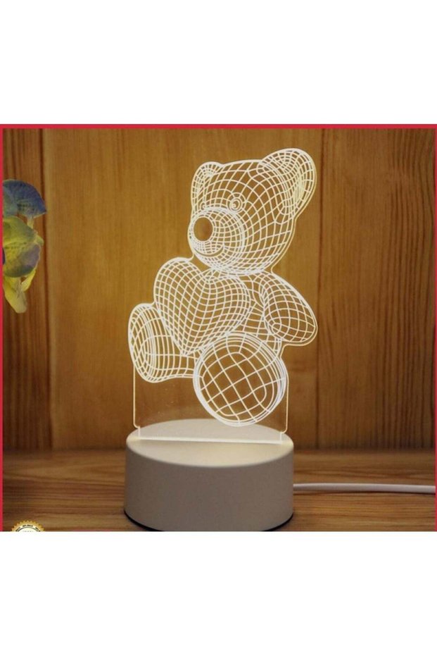 Teddy Bear Style 3D LED Lamp White