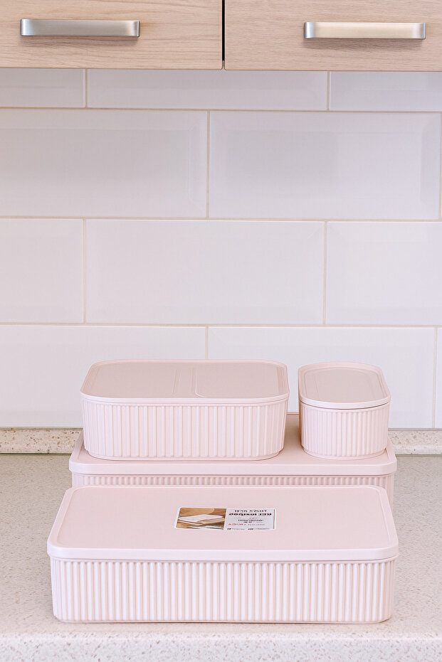 Stylish Stackable Practical Set of 6 Storage Containers 2X(1100ml) 2X(2600ml) 2X(6700ml) - 2