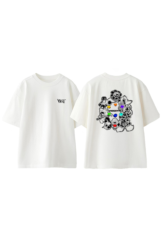 Undertale Game 1 Design Back Printed Cotton White Oversize T-Shirt