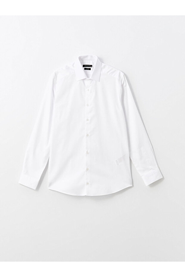 White Slim Fit Long Sleeve Men's Shirt