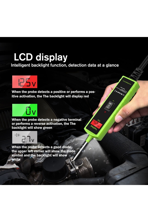 TopDiag P60 Car Electrical Circuit Tester, 6-30V, Diagnostic with LCD display, Short Circuit - 10