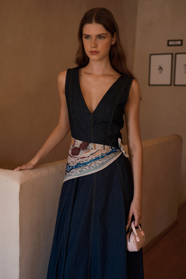 Eșarfă din bumbac cu model ABSTRACT - 1