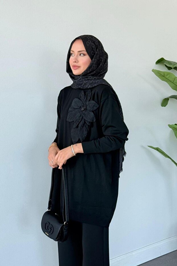 Dila Zambak Merserize Tunik Siyah - 4
