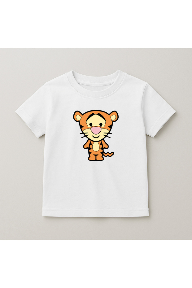 Winnie Tiger Crew Neck 100% Cotton Printed Short Sleeve Children's and Teenage T-Shirt