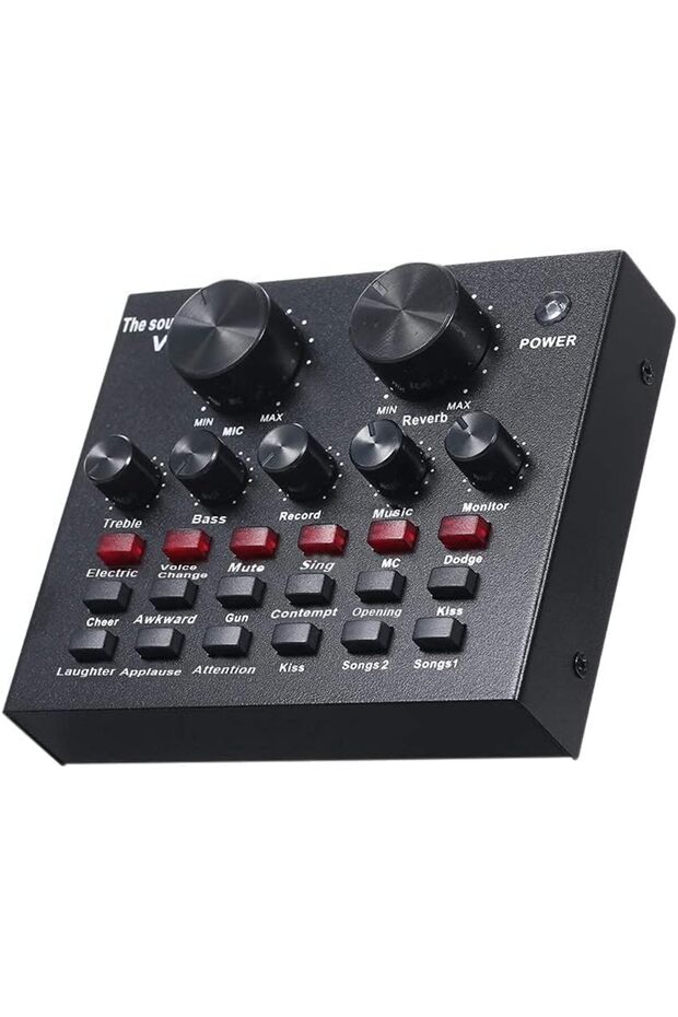 NEW V8 Intelligent Volume Adjustable Live Audio Mixer Sound Card with Microphone - 2