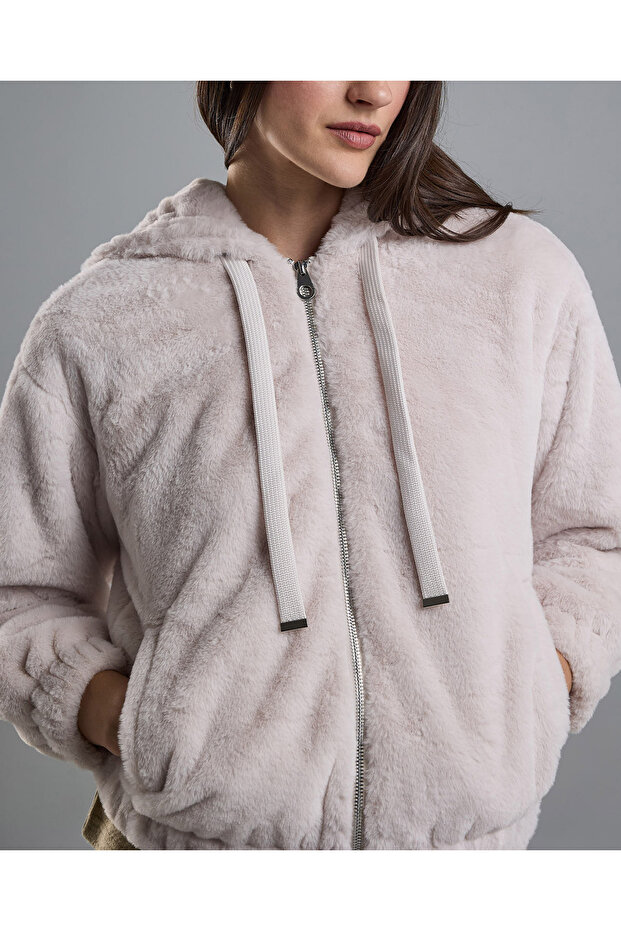 Solid Hooded Jacket with Zipper Closure - 5