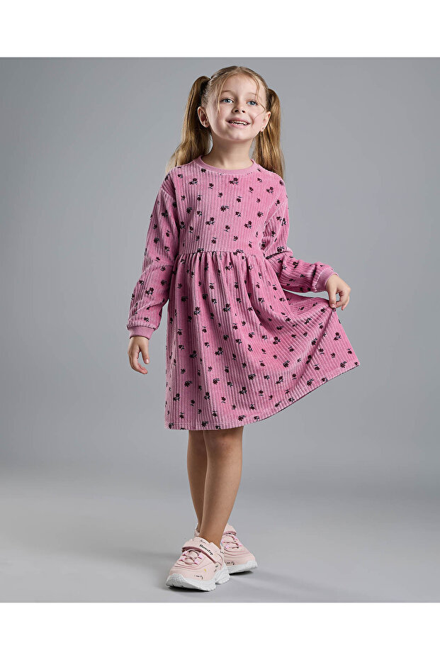 Printed Fit and Flare Dress with Puff Sleeves