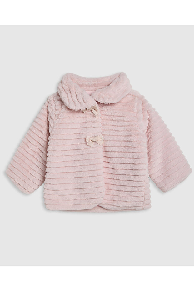 Plush Collared Jacket with Button Closure - 1