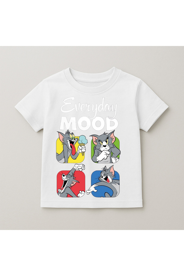 Tom Mood Crew Neck 100% Cotton Printed Short Sleeve Children's and Teenage T-Shirt