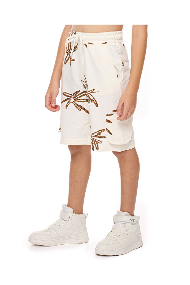 Printed Bermuda Shorts with Drawstring Waist - 3