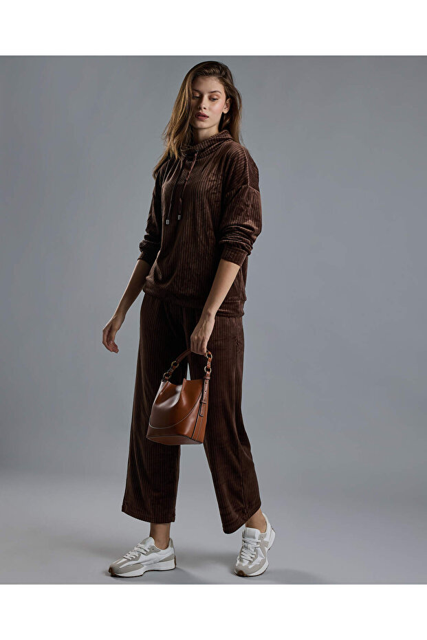 Ribbed Lounge Pants with Drawstring Waist