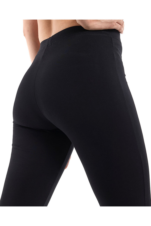 Solid Leggings with Elastic Waist - 3