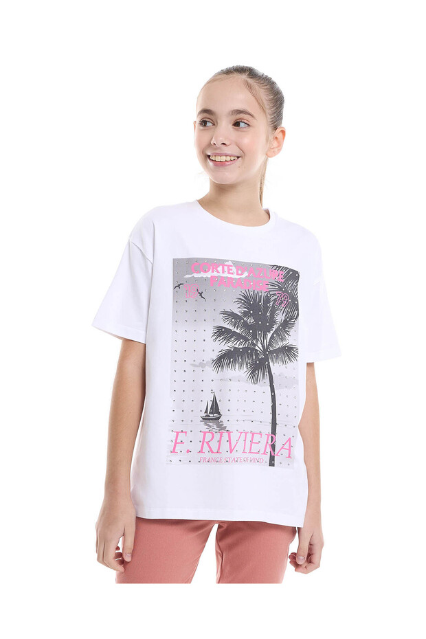 Printed T-Shirt with Crew Neck and Short Sleeves